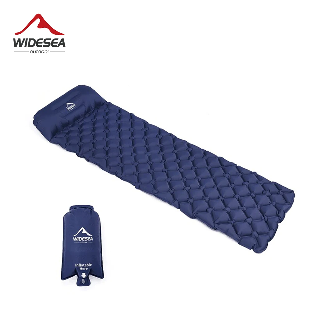 Widesea Sleeping Pad Camping Inflatable Mat Outdoor Air Mattresses Ultralight Portable Bed Cushion Pillow Hiking Trekking