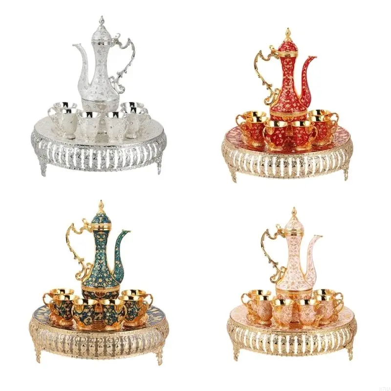 

Ретро турецкий кофейник, набор чайной колбы, чайный сервиз с подносом для чайника, 6 чашек, набор бутылок для украшения ремесла,