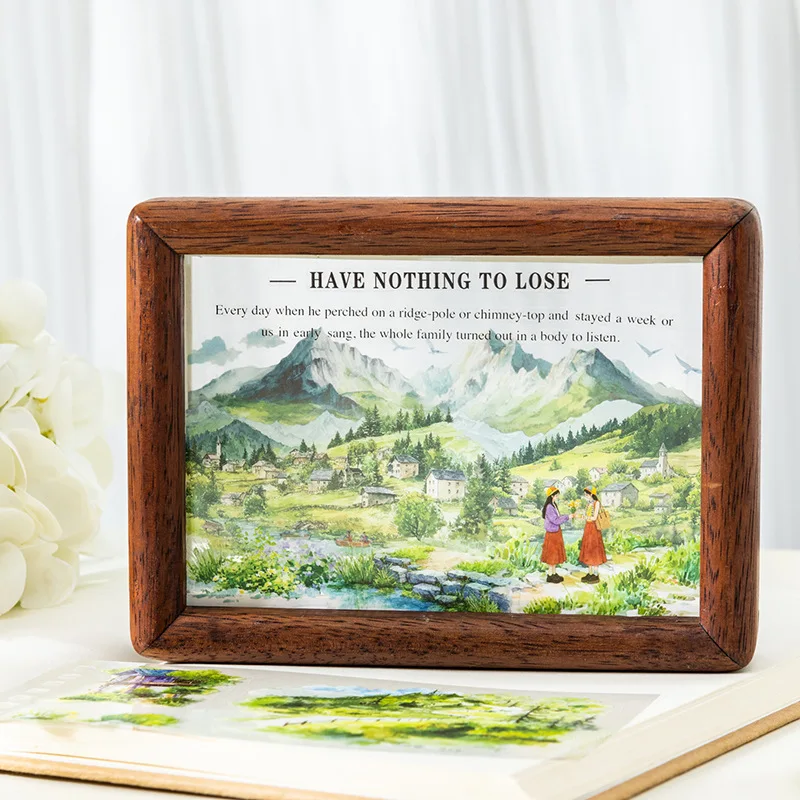 48pcs Per Pack Mountain Chase Series Scene Die-Cut PET Sticker Book Watercolor Hand-Painted Journal Stickers