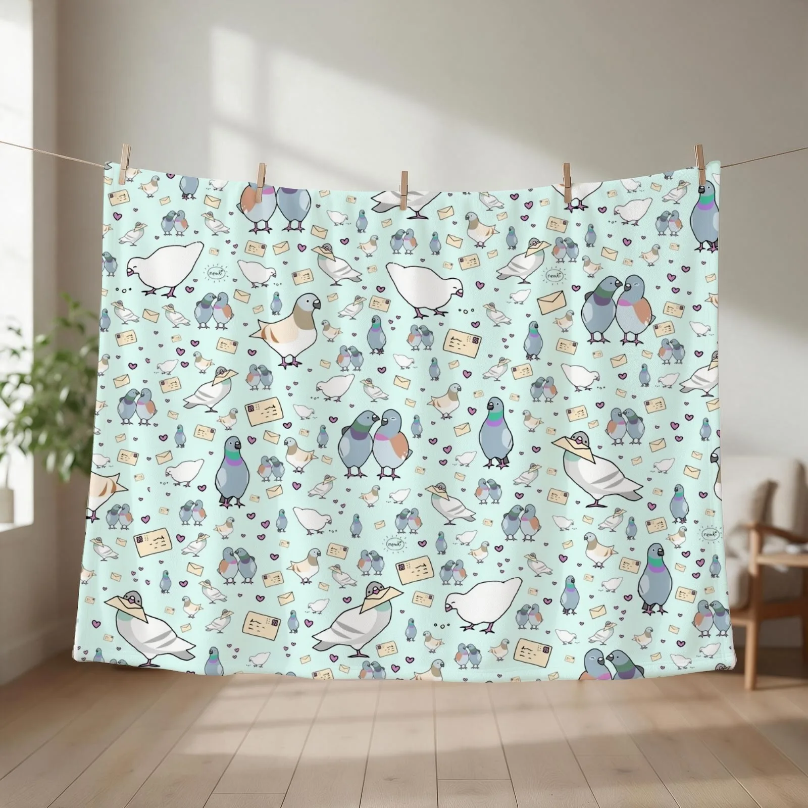 Pigeons Throw Blanket couch cozy soft plush fuzzy picnic outdoor blanket