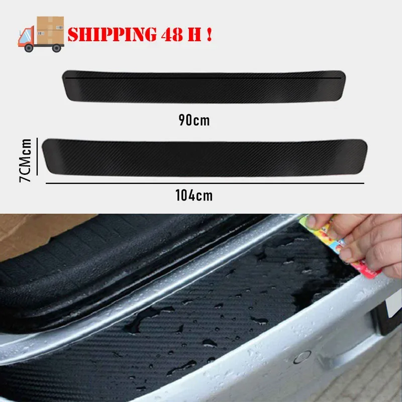 Car door anti-kick protection sticker anti-scratch film car rear bumper trim car trunk threshold 3D carbon fiber stripe sticker