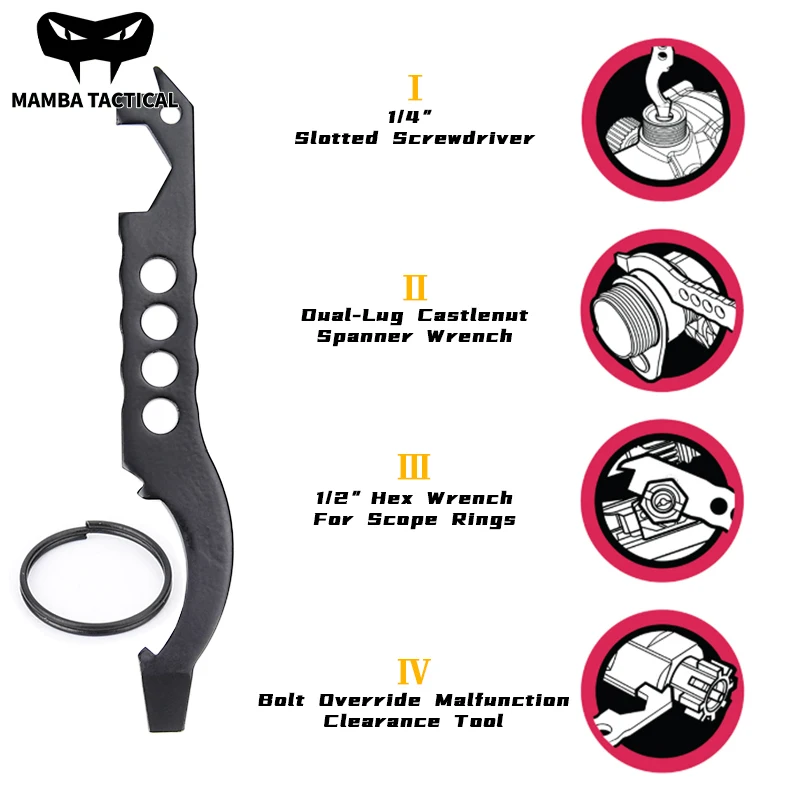 

Tactical M4 Wrench Tool Screwdriver Keychain Metal Repair Wrench Multi-tool Combo Mount Adjustment Adapter Hunting Accessory