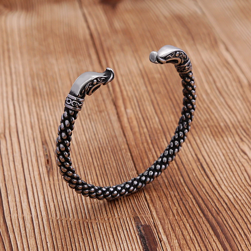 Retro Viking Snake Bracelets Punk Stainless Steel Creative Animal Bracelet for Men Women Amulet Jewelry Wholesale Accessories view 3