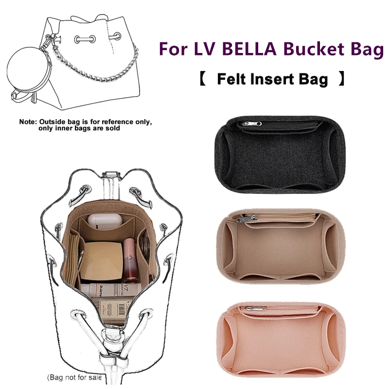 Bag Support Organizer Inner Liner Storage Pocket Accessory For LV BELLA Bucket HandBag Shoulder Bag Fix Shape Insert Felt Lining