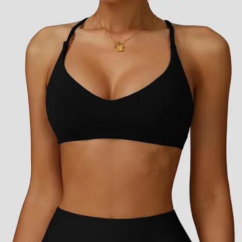 Women Sports Bra High Support Women Gym Underwear Push-up Back Cross Yoga Crop Top Running Workout Fitness Pilates Solid Color