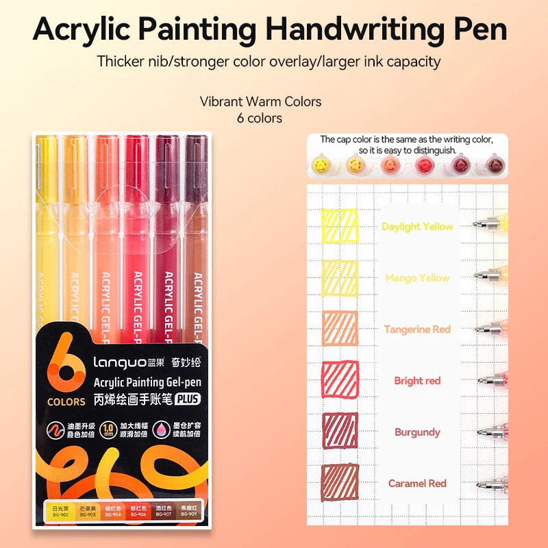Languo 6-144 Kleuren Schilderen Acryl Gel Pennen Grote Capaciteit Inkt Pen voor Tekenen Dagboek Diy Kleur Doodling Schilderen Art Supplies