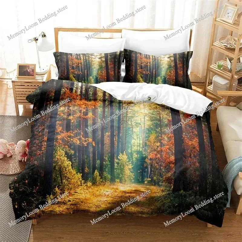 

Natural Scenery Duvet Cover Set Forest Bedding Set Quilt Cover Queen Bed Luxury Comforter Bed Cover Set