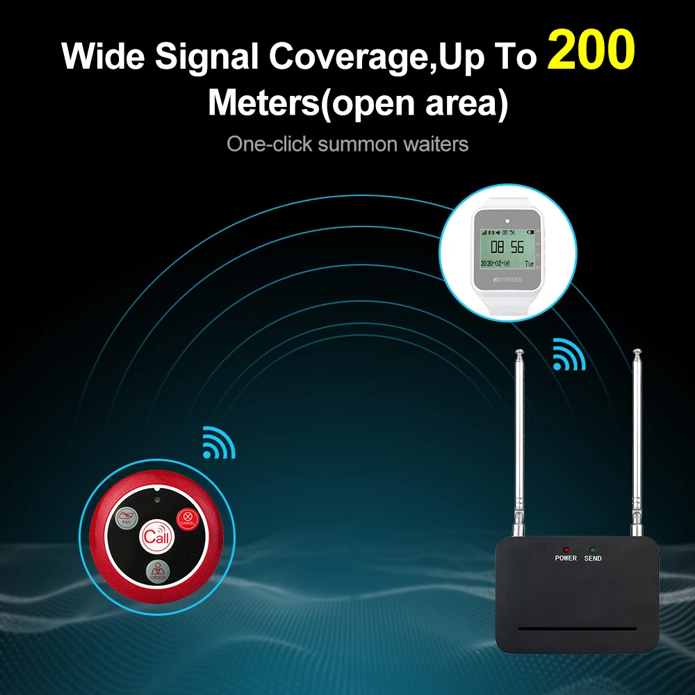 Retekess TD021 Verstärker 500mW Wireless Repeater Signal Verstärker Extender mit antenne für Restaurant Pager T117 Aufruf System