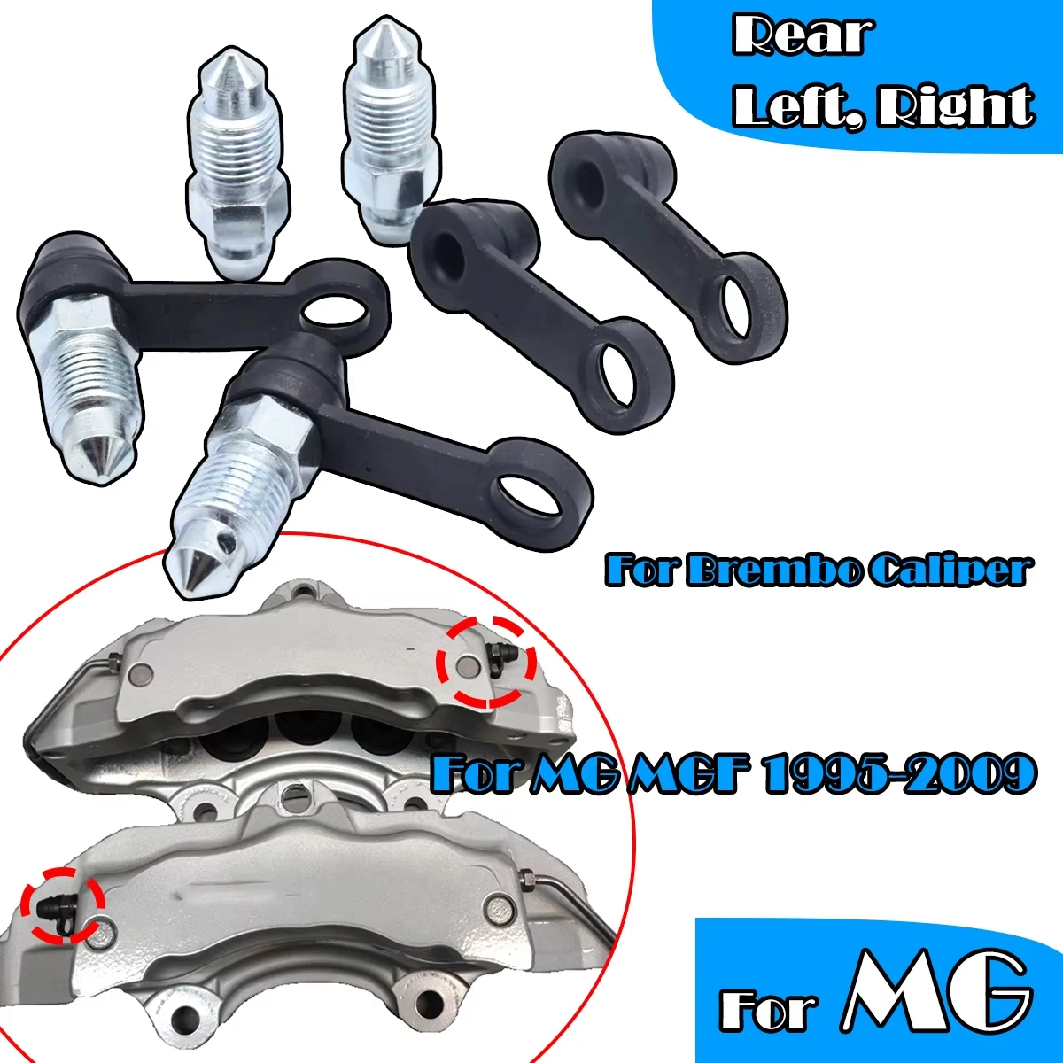 

For MG MGF Front Left Right Car Brake Caliper Bleed Nipples Screws Repair Kit Bleeder Valves Dust Caps rubber 1995-2002 RTC1115