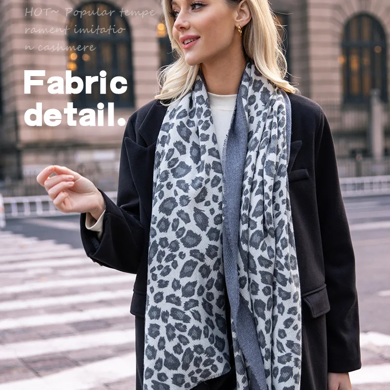 Écharpe en Imitation cachemire pour femmes, mode polyvalente, haut de gamme, imprimé léopard, châle élégant, accessoires léopard, 4w985, hiver