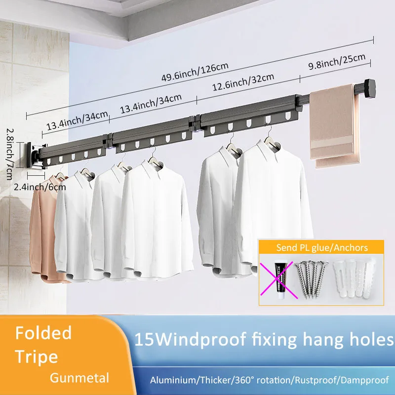 Aluminum Alloy Folding Drying Rack, Clothes Drying Rack,  Wall-mounted Collapsible Drying Rack, Space Saver Clothes dryer