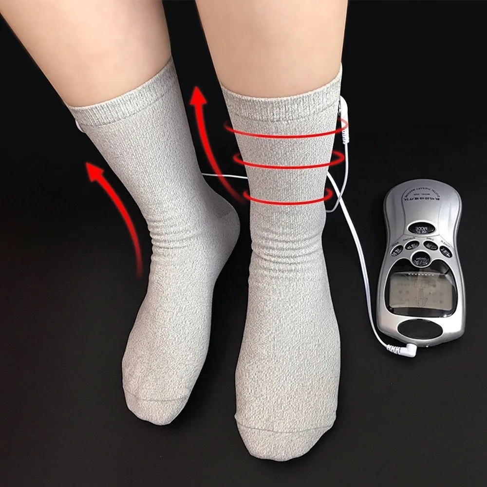 1 Pair Silver Ion Conductive Fiber Conductive Sock Low Resistance Conductivity Elastic Cuff Pulse Electrotherapy Sock