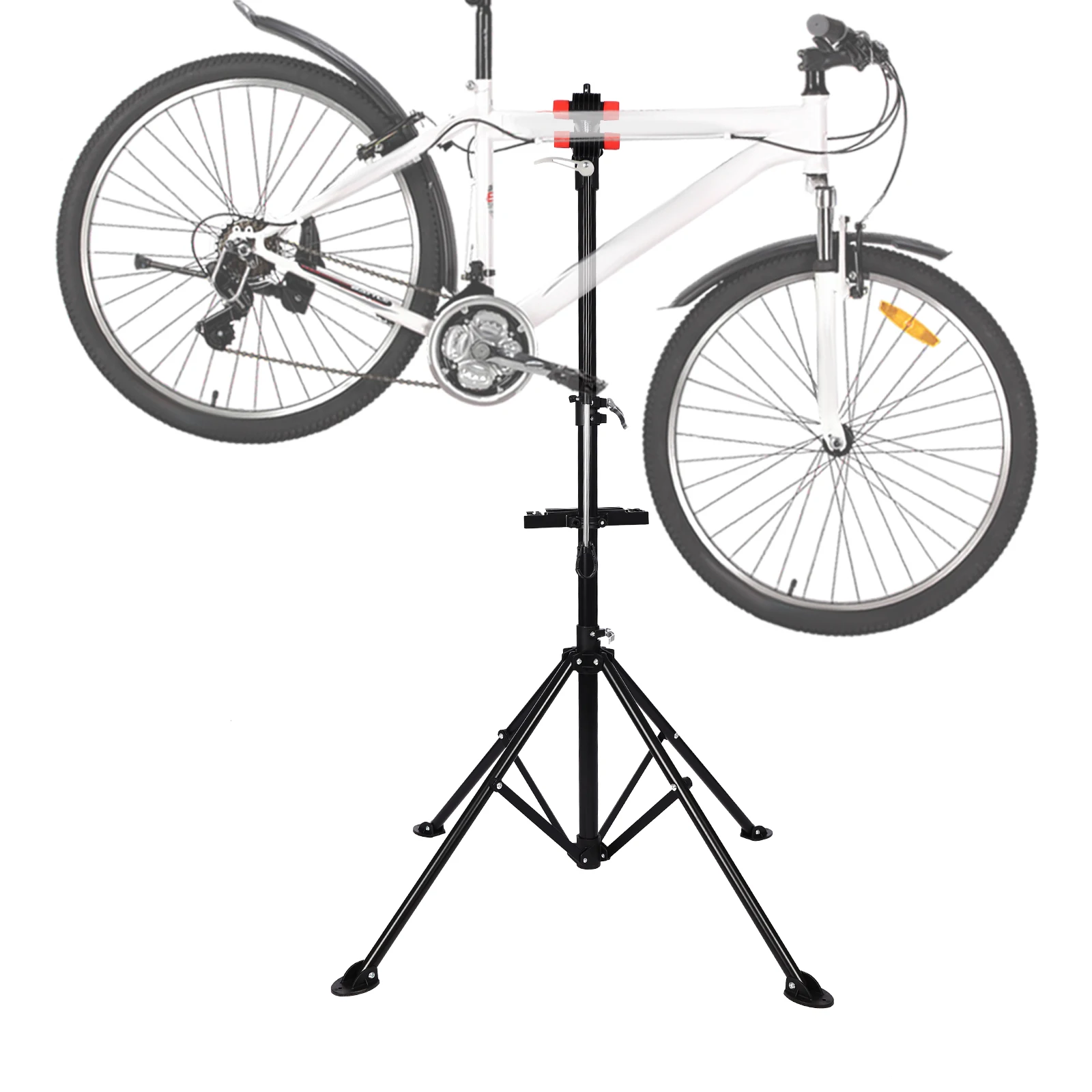 Fahrrad-Reparaturständer, Rennrad, Mountainbike, Werkbank, Präsentationsständer, Mechaniker-Wartungsständer für Werkstatt, Zuhause, Garage, Rot und Schwarz – Detail 9