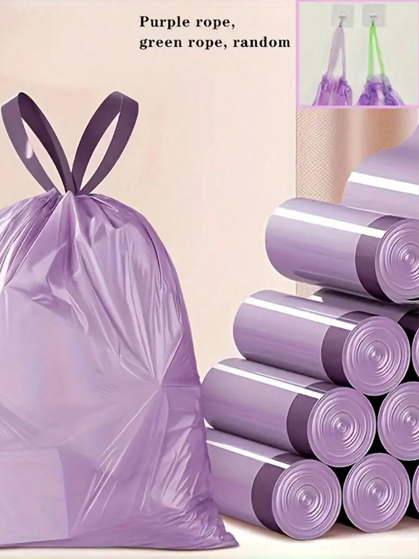 

50 Pieces Drawstring Plastic Trash Bags - Foldable, Leak-Proof, Easy To Tie, Suitable For Bathroom, Bedroom, Office-Hotel And To