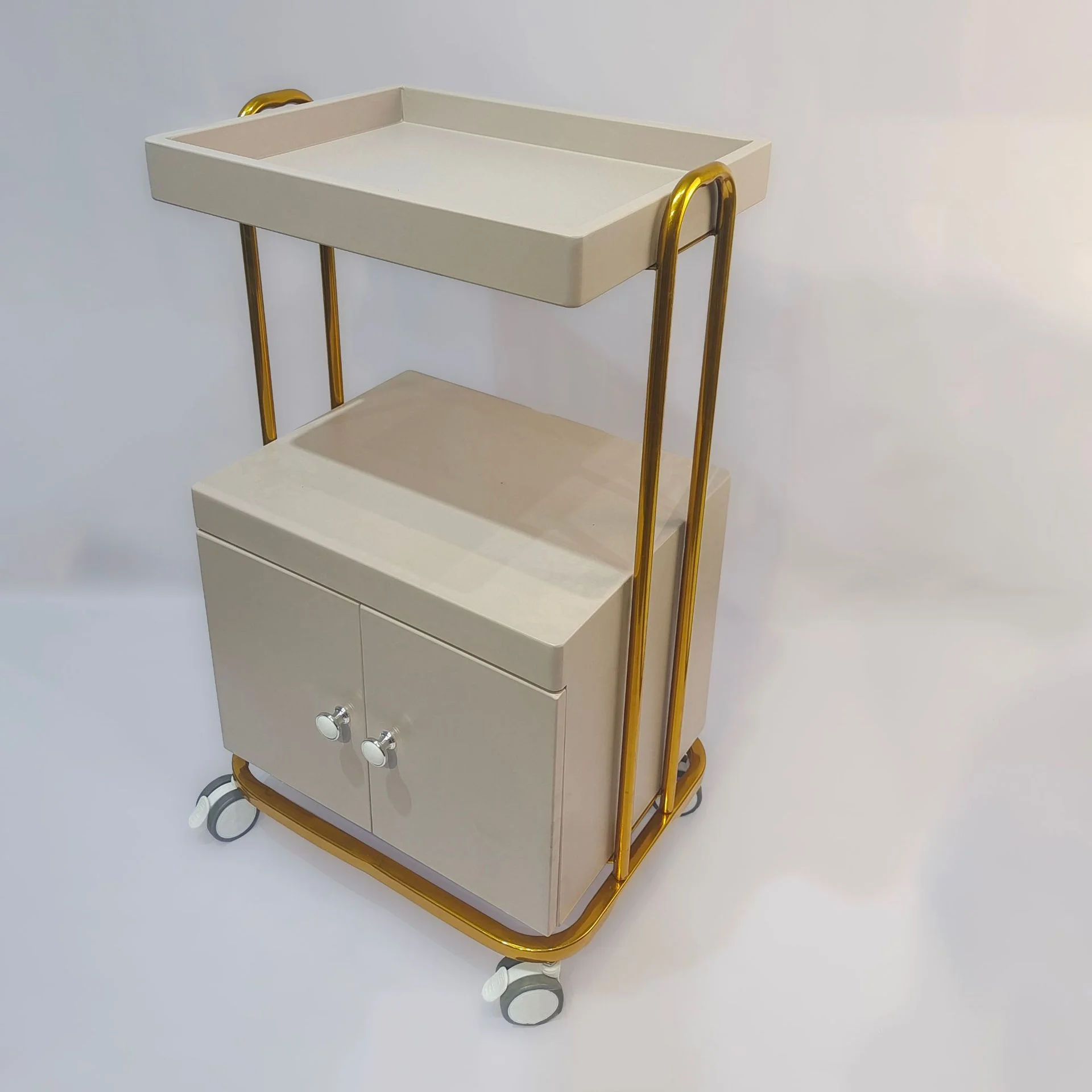 メイクアップサロン機器 ゴールド ピンク シルバー メタル  - Beauty Makeup Trolley のレビューと価格