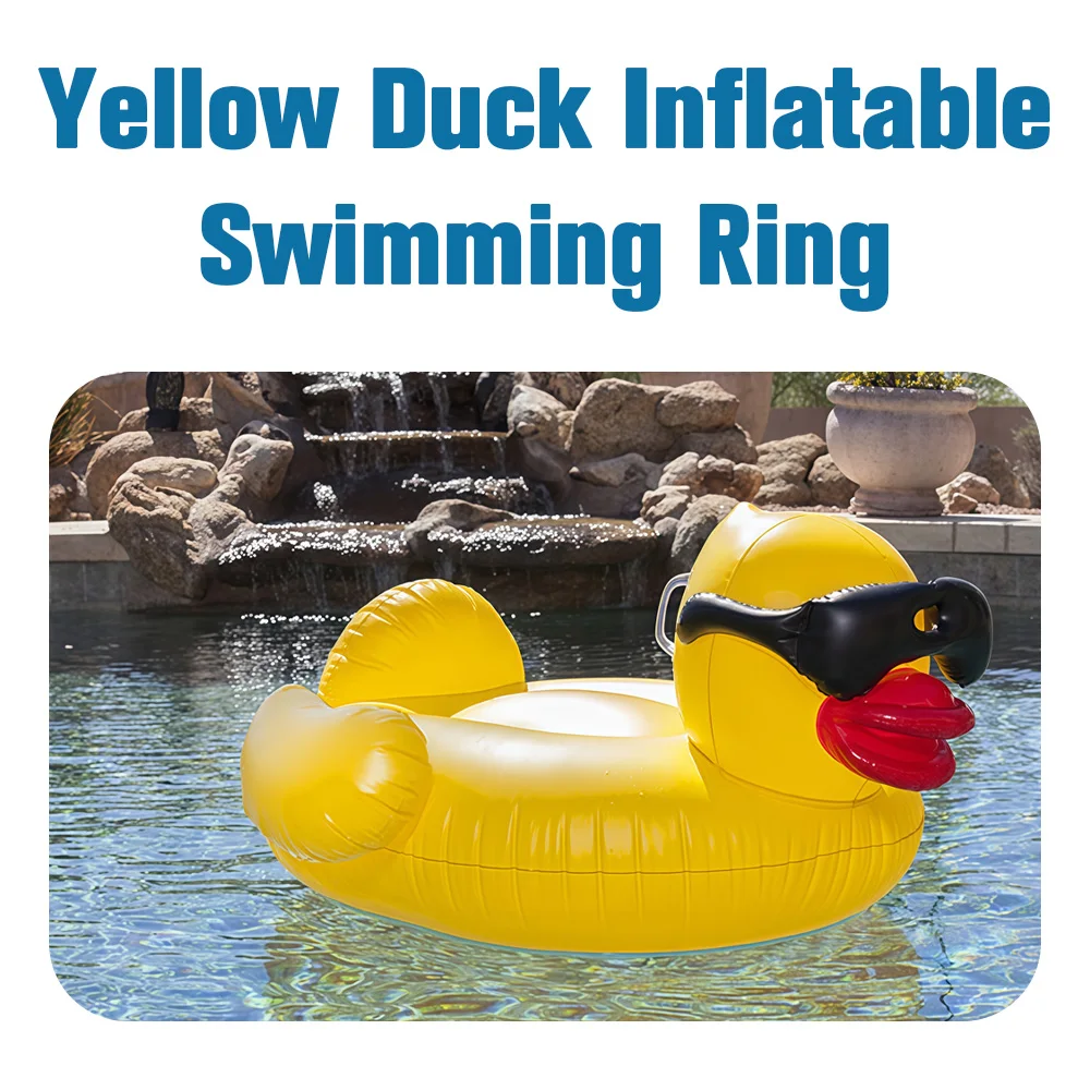 ห่วงยางเป่าลมรูปเป็ดยักษ์ สำหรับผู้ใหญ่ ใช้เป็นที่นอนลอยน้ำ สนุกสนานในสระว่ายน้ำ ของเล่นน้ำสำหรับงานปาร์ตี้ริมสระน้ำหรือชายหาด