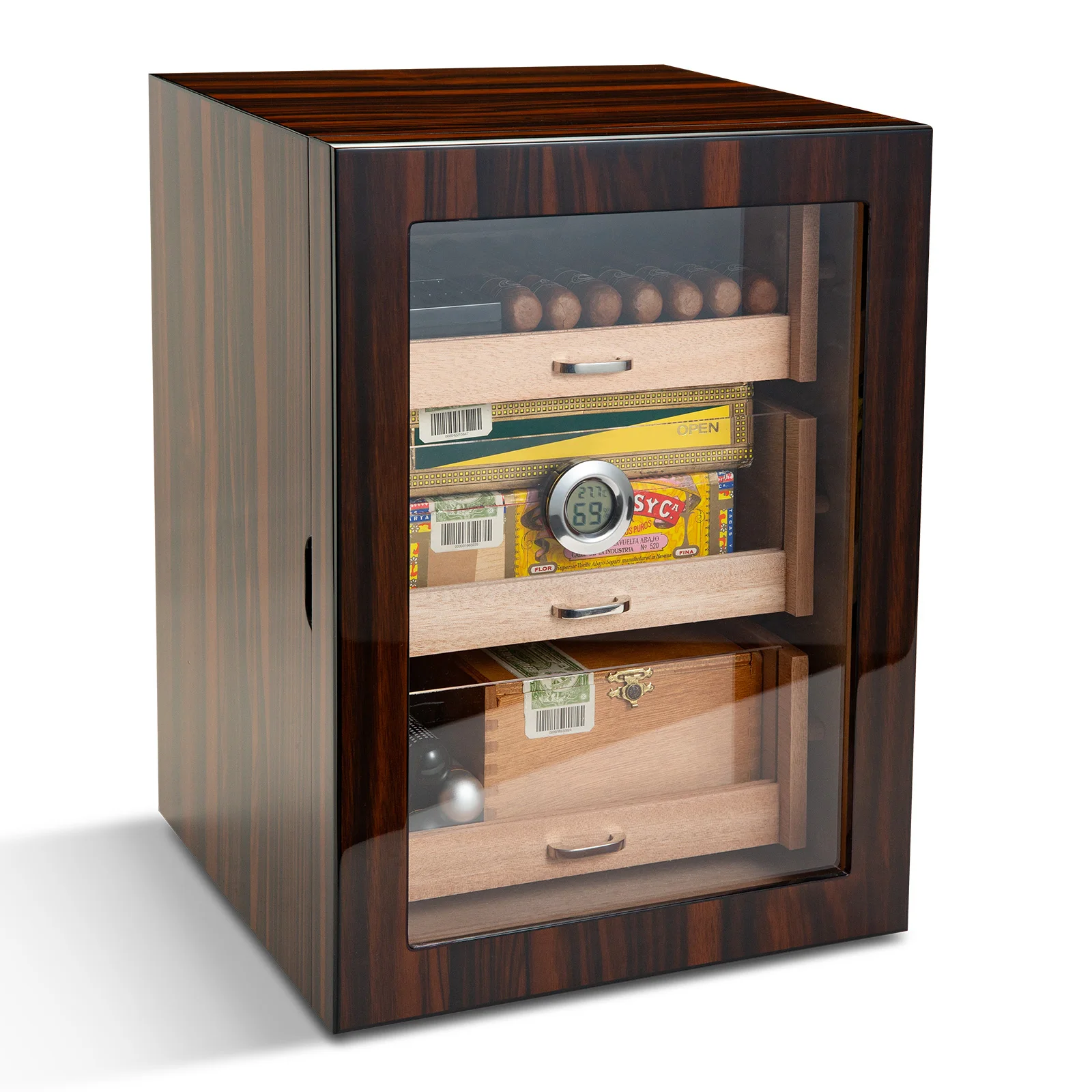 Modern  Cigar Humidor Box Handmade Three Layers Spanish Cedar Lacquer Cigar Cabinet for Cigar Storage