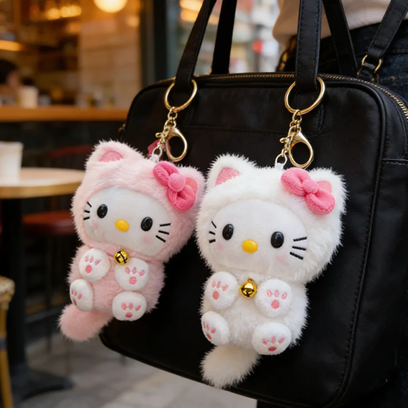 

Милый плюшевый брелок Sanrio Hello Kitty с колокольчиком и дизайном в виде лапки – модный аксессуар для сумок/ключей | Подарок для фанатов
