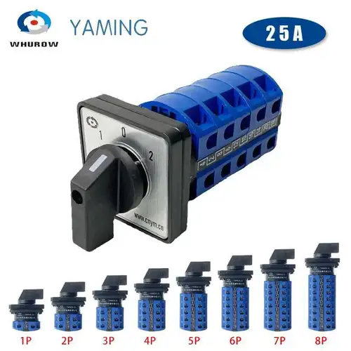 Interruptor de leva de cambio de contacto plateado, serie LW26-25, YMW26, 25A, 690V, 1-8 polos, 3 posiciones, Selector giratorio, LW28-25