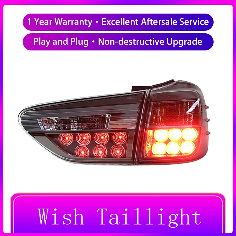 A Pair of Car Styling For Toyota WISH 2009-2015 Rear Light DRL Tail Lamp LED Brake Turn Signal Taillights Automatic Accessories