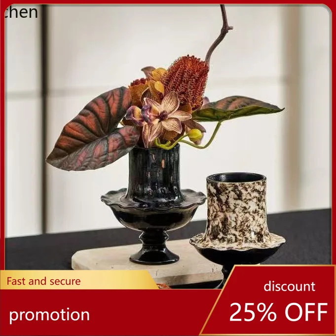 Zml flower vessel classy sense retro creative furnishings flower vessel ornaments small vase home decoration ornaments