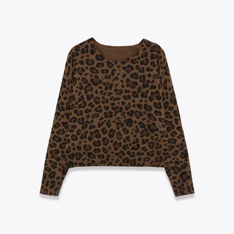 

Women's Round Neck Animal Print Thin Lightweight Comfortable Knit Sweater Pullover Fashion Casual Top