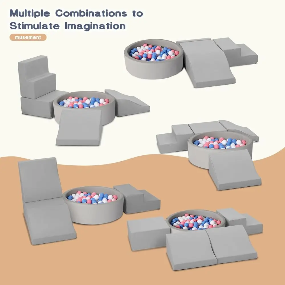4-teilige Kletterblöcke für Kleinkinder aus PU-Leder mit Bällebad – Schaumstoff-Spielset für den Innenbereich für Kinder
