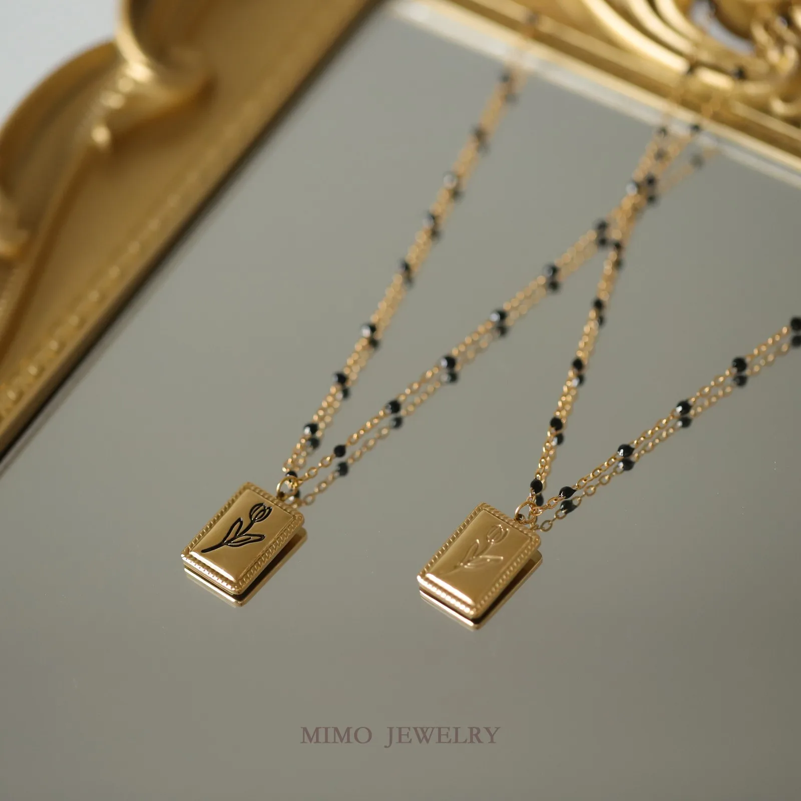 Temperament Niche Oil Frame Tulip Charms Pendant Supplies DIY Hand Stainless Steel Gold Plated Accessories 18x13mm