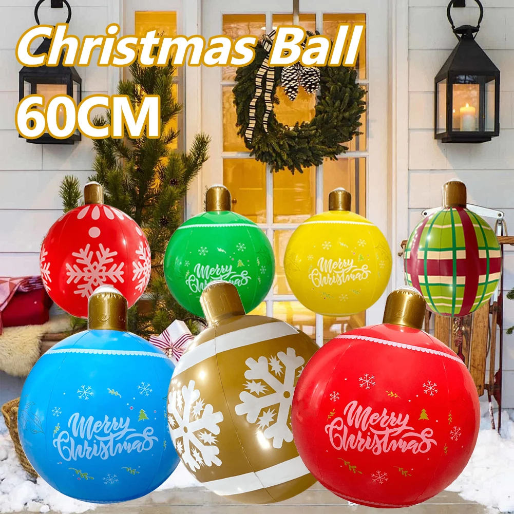 24 Inch PVC Inflatable Christmas Ball 5/4/3/2/1PCS Outdoor Indoor Christmas Tree Decoration Ornaments Home Xmas Decorations Ball