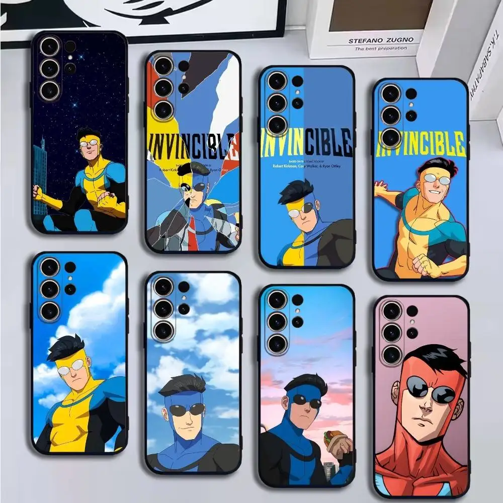 

Cartoon I-Invincible Phone Case For SamsungS25,24,21,22,23,30,Ultra,20,Plus,Fe,Lite,Note,10,9,Soft Black Cover