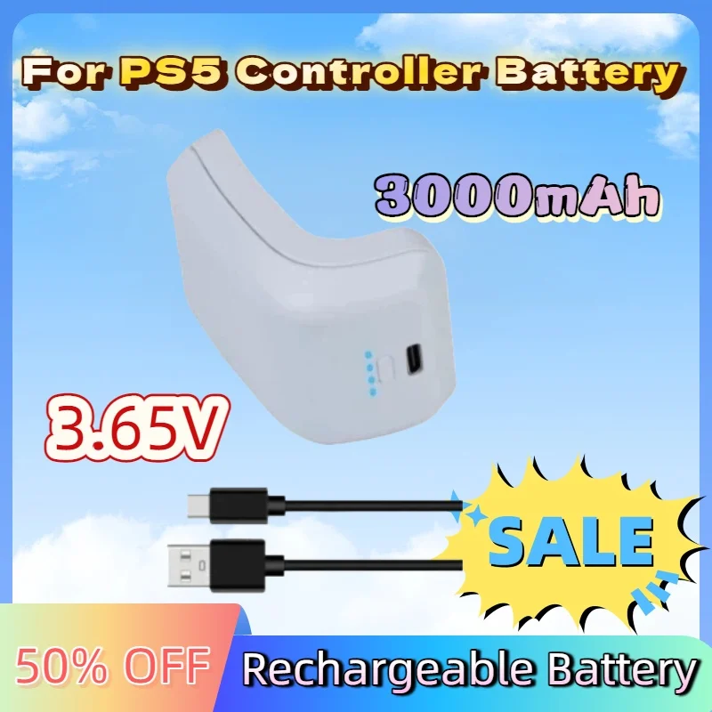 

For PS5 for Playstation 5 PS5 Elite Wireless Gamepad Rechargeable Controller 3.65V 3000mAh Backup Battery with LED Indicator