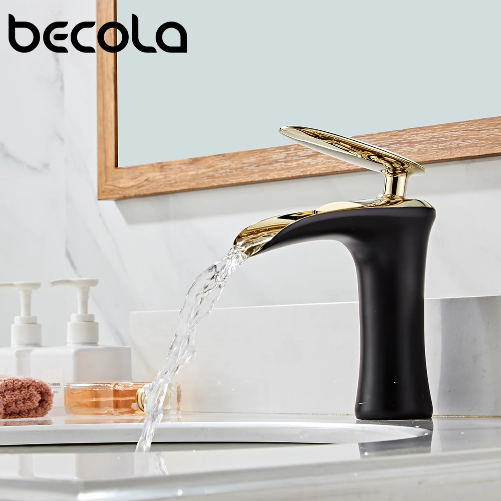 

Becola Luxury White Crane Basin Short Tap Modern Waterfull Faucet Bathroom Basin torneira Hot Cold Water Sink Tapware Mixer