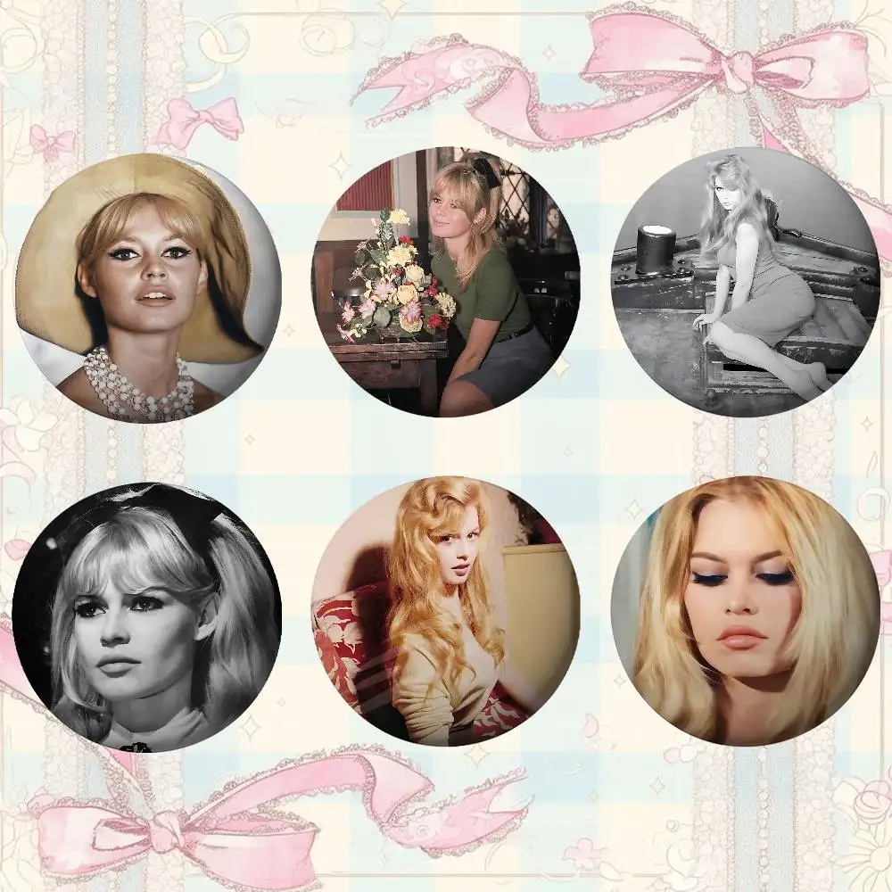 Broches B-Brigitte B-Bardot, adornos elegantes, insignias redondas exquisitas, accesorios para bolsos, regalos de joyería