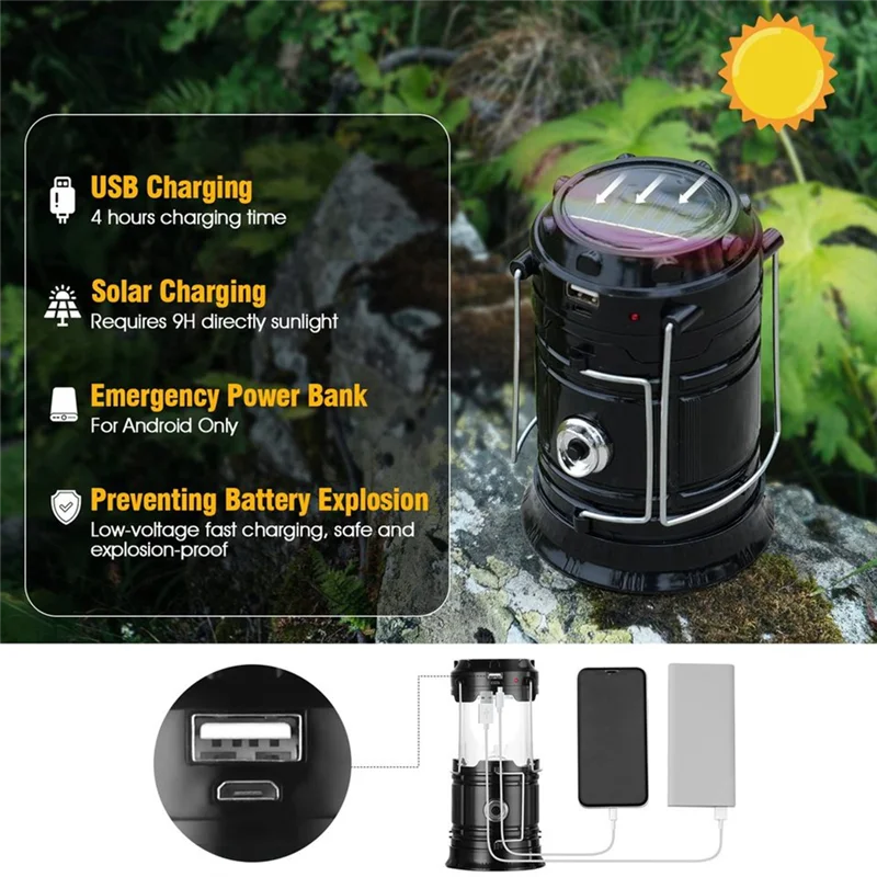 

A26F-4Pc Solar Camping Lights, USB Charging Lights, Portable Waterproof Solar Lights, Indoor And Outdoor Emergency Lights