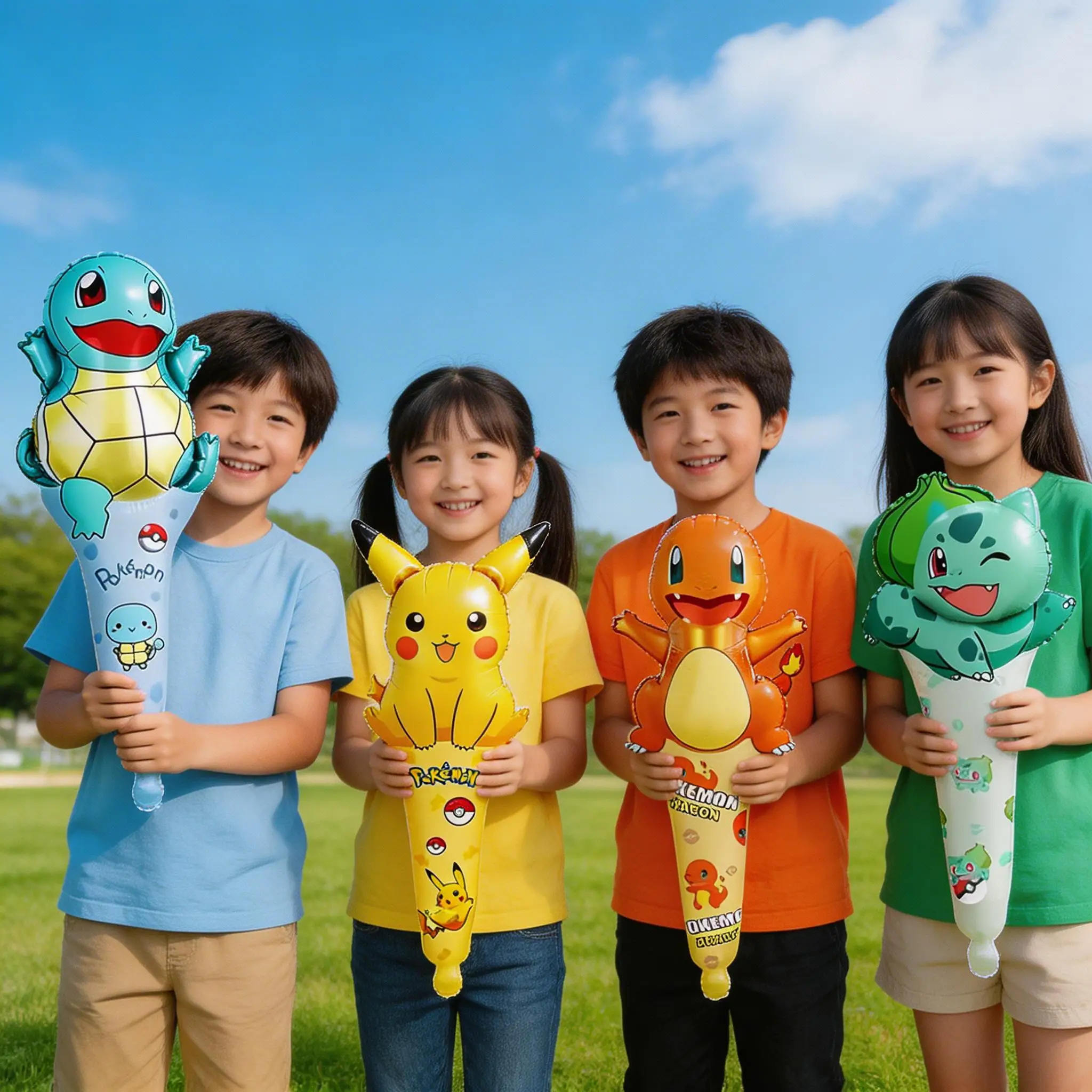12 Stück Pikachu Handballon-Folienballons, Cartoon-Streifenballons, Pokémon-Geschenke für Jungen-Geburtstagsfeiern, Aufblasbare Spielzeuge