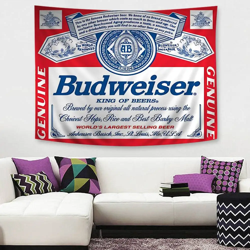 King Of Beer B-Budweiser Printed Large Wall Tapestry Hanging Tarot Hippie Wall Rugs Dorm Home Decor