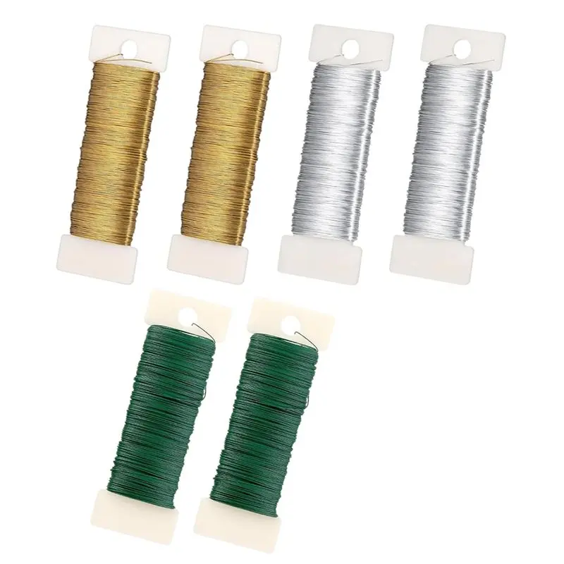 

【FLASH DEAL】Flower Wire, 0.35 Mm X 300 M Thin Craft Wire 6 Rolls, Gold Green Silver,Wire For Crafts, Jewellery Winding Wire