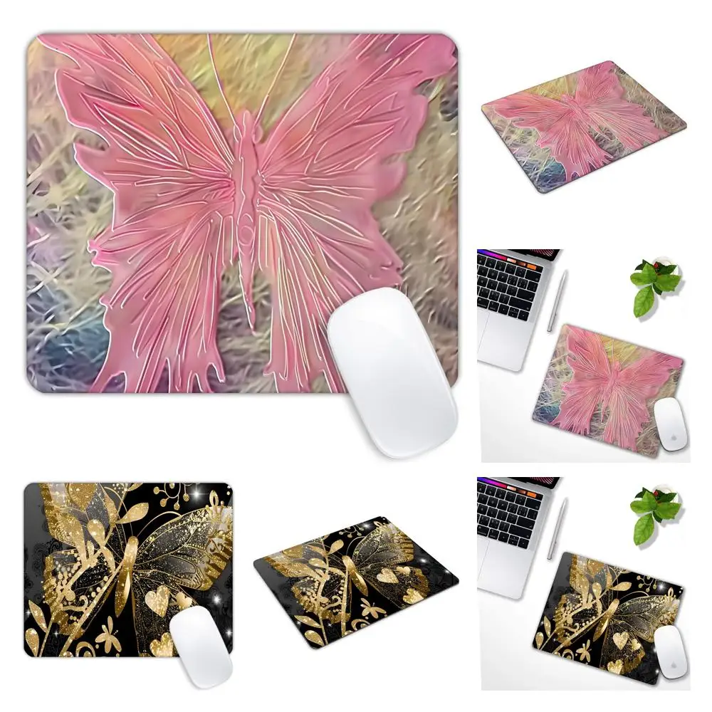 

Vintage Colorful Butterfly Printing Lock Edge Gaming Mousepad Gamer Mouse Mat Keyboard Mats Desk Pad Mousepads 22x18cm 