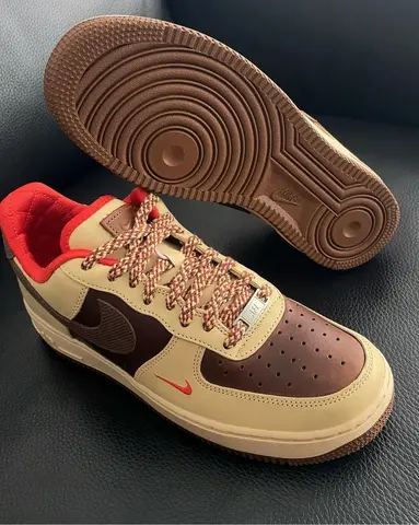 Nike Air Force 1 Lightweight  Comfortable  Versatile  Durable Low Top Board Shoes for Men Brown