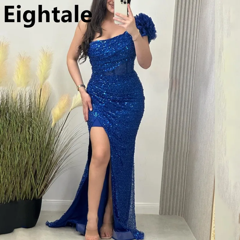 

Eightale 2025 Royal Blue Prom Dress One Shoulder Sequin Evening Dress Abiye Formal Party Gown Vestidos de noche