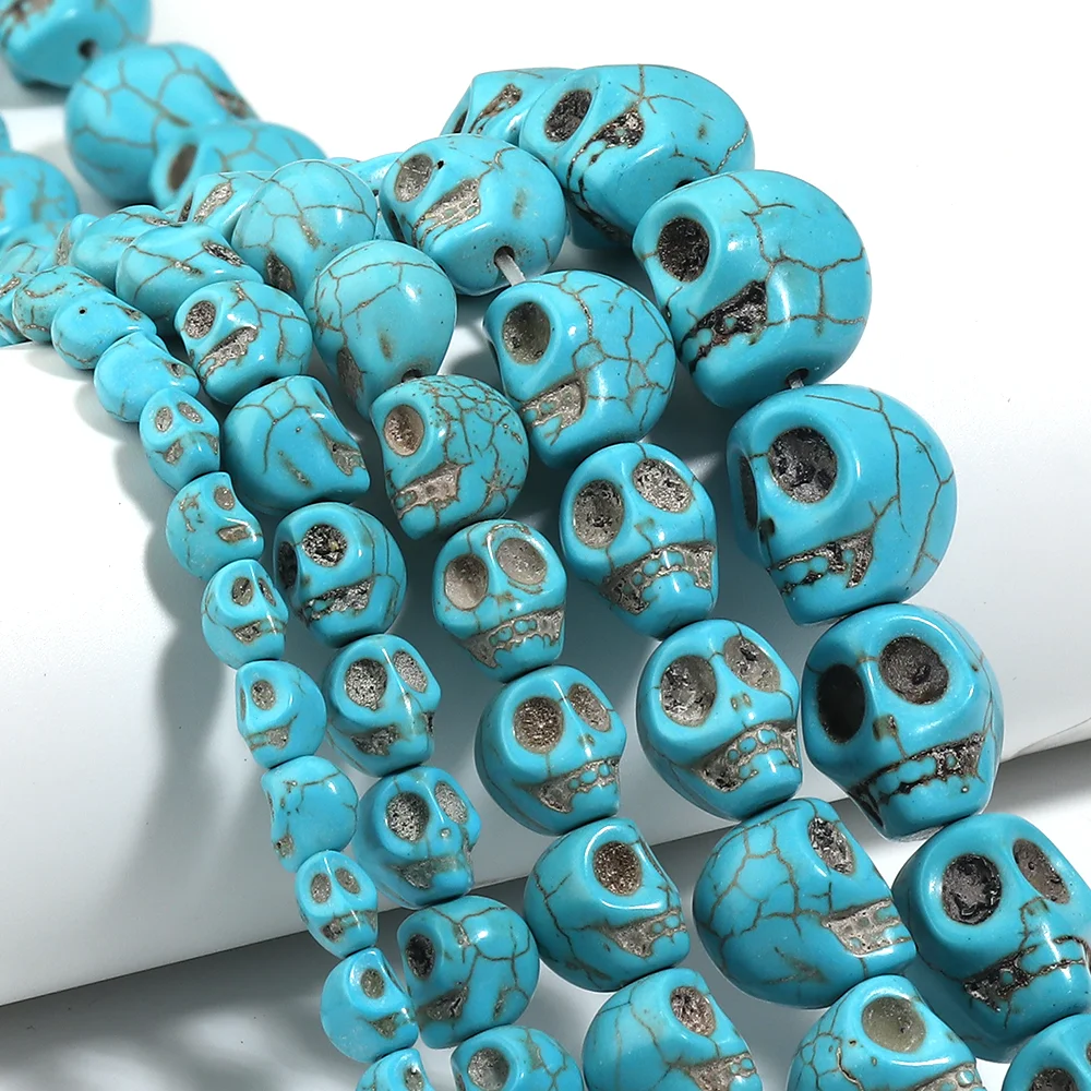20-45 Stück Totenkopf-Natursteinperlen Blau-Weiß-Türkis Lose Abstandsperlen für Schmuckherstellung DIY Armband Halskette Zubehör – Detail 6