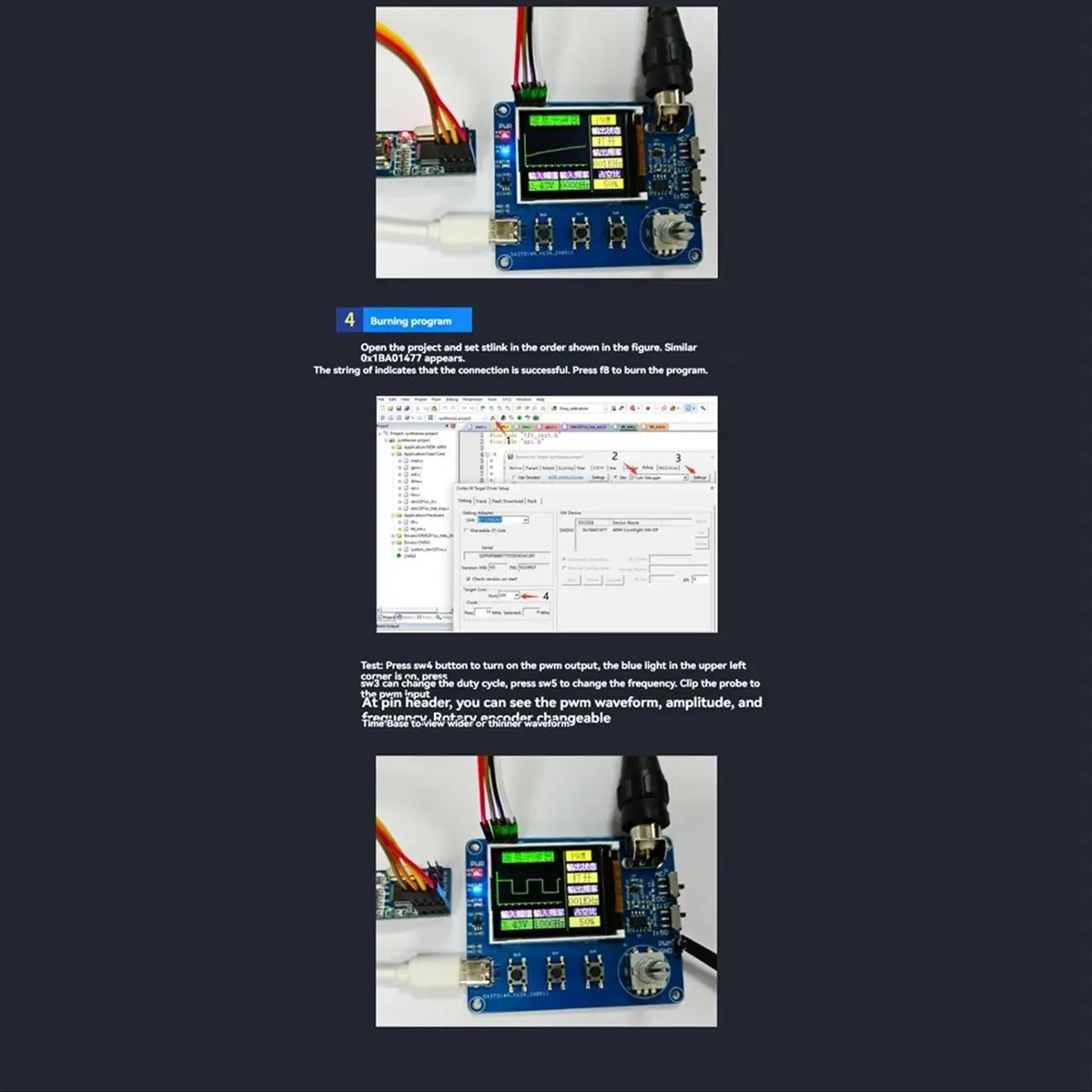 

485~FlashMini Простой осциллограф с 1,8-дюймовым цветным TFT-дисплеем, измерением формы сигнала, измерителем частоты, выходом прямоугольной волны
