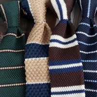 Striped Knitted Neckties For Men Narrow Retro Knitting Neck Tie Korean Style Casual Cravat Shirts Accessories Suit Neckwear 4