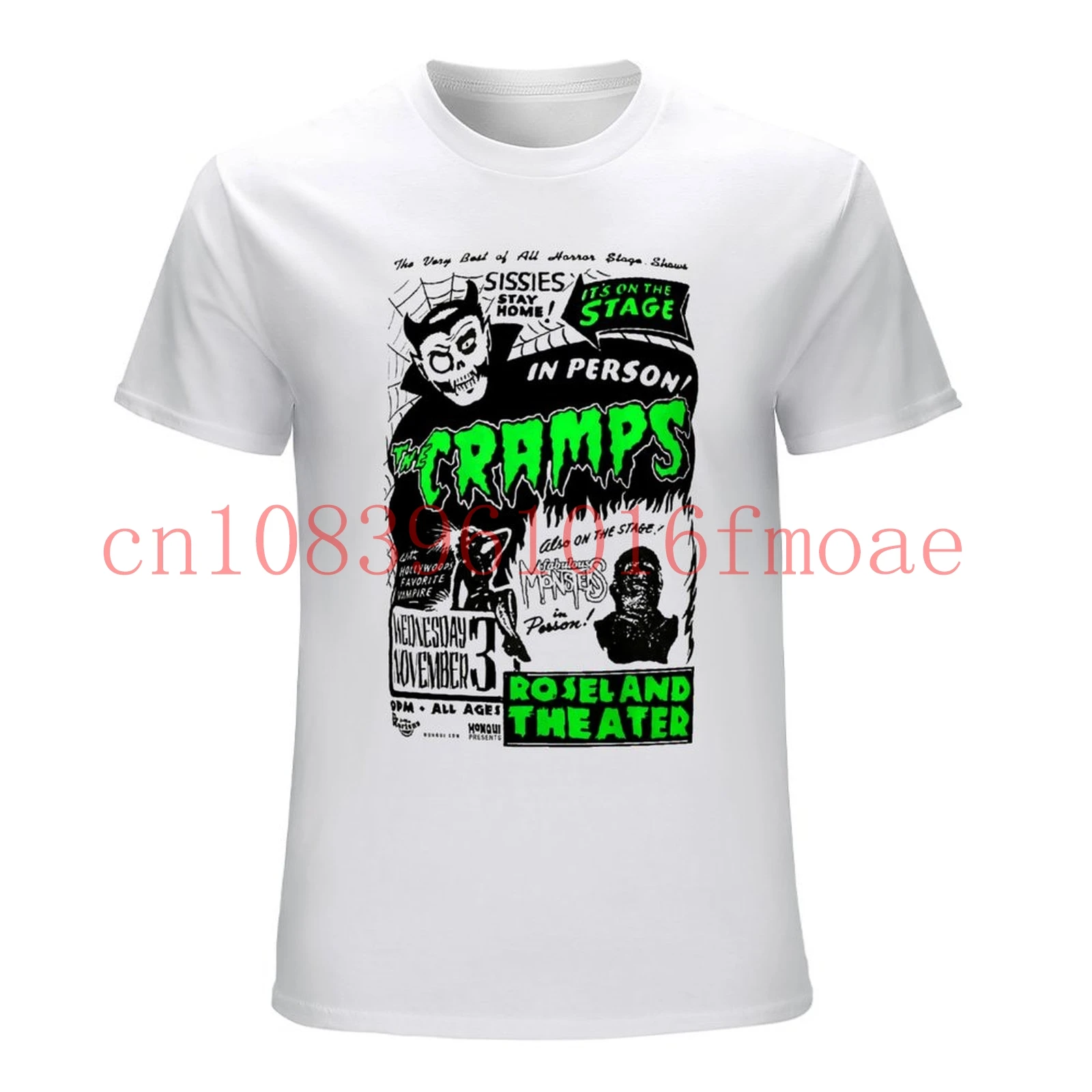 As Cramps Impresso Camisetas para Homens e Mulheres, Lux Interior Gig Poster, Diabo S-4XL, Fashion