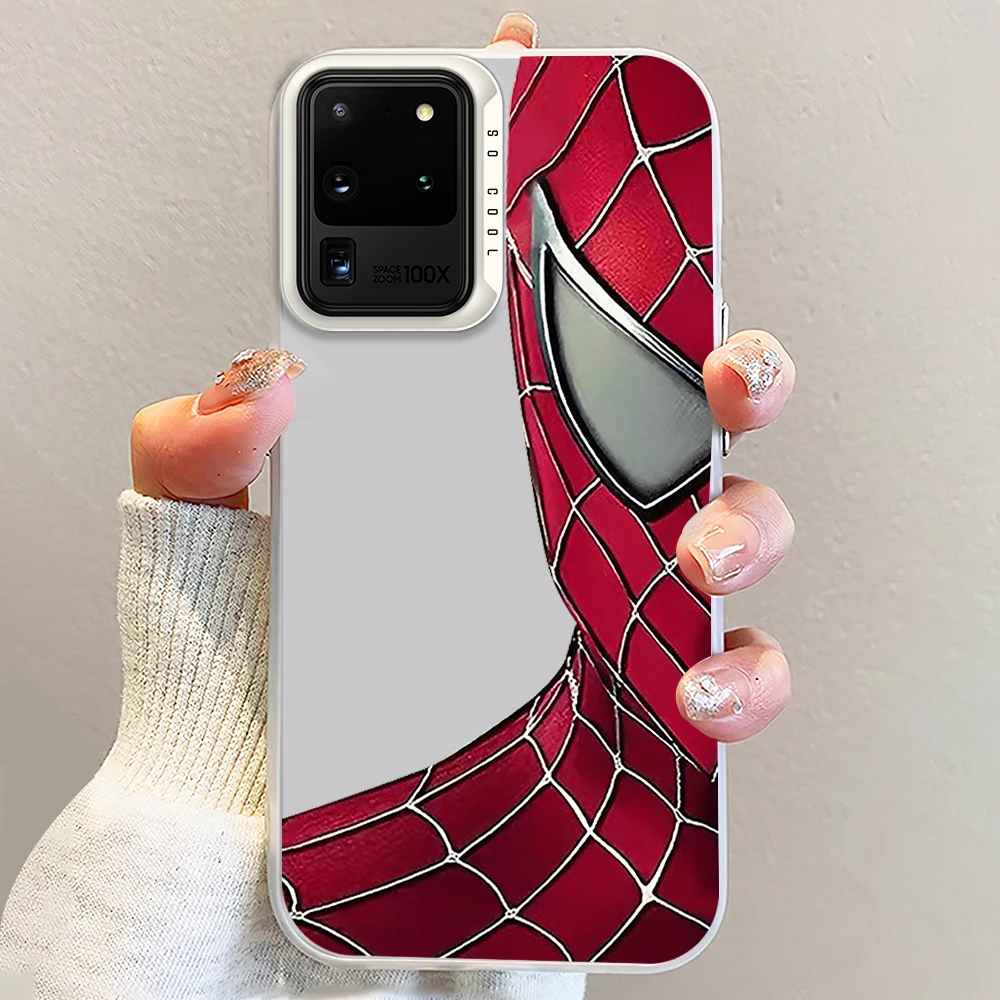 MINISO S-Spiderman Cool Laser Phone Case for Samsung S24 23 22 ULTRA A25 33 32 34 S PLUS IMD Shockproof Silicone Coque