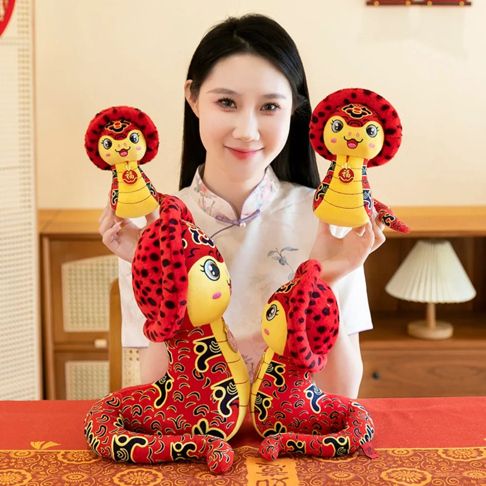 Cloth Printed Paper Cuttings Snake Mascot of The Year of The Snake Gifts Keychain Hanging DIY 13/17/22/28/35cm Zodiac Snake