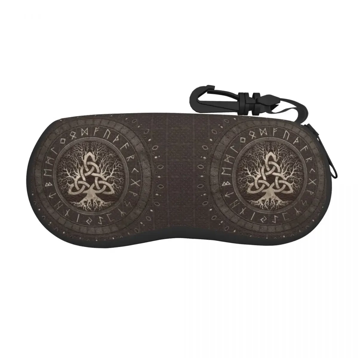 Tree Of Life With Triquetra Brown Leather And Gold Shell Eyeglasses Case  Norse Yggdrasil Glasses Case Sunglasses Box