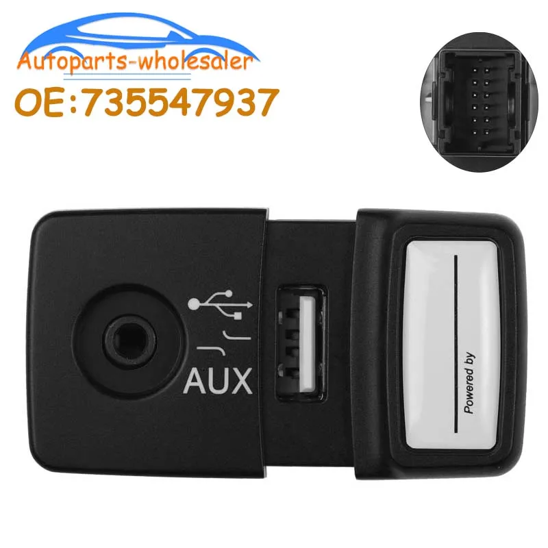 New 735547937 For Fiat 500 Panda Punto Blue and Me USB Media Player AUX Socket Car Accessories