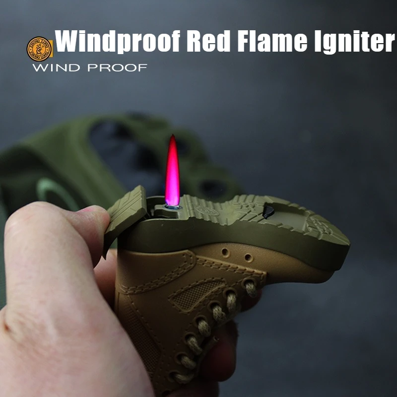 

Leather Shoes Lighter with Bottle Opener Windproof Red Fire Metal Inflatable Open Flame Cigarette Lighters & Smoking Accessories