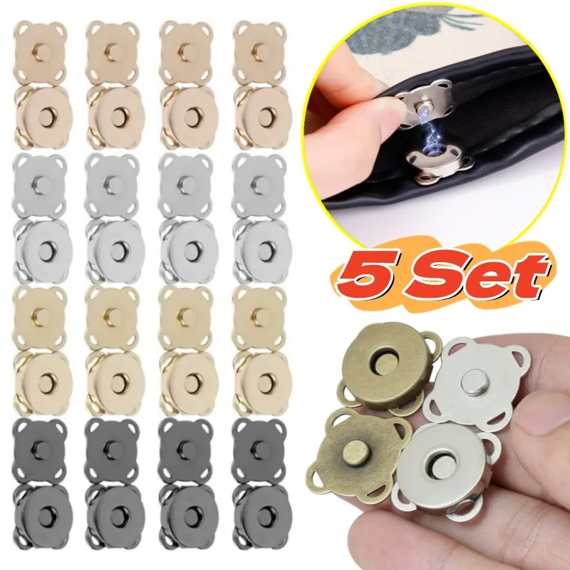 Magnetic Button Sewing Metal Magnetic Snaps Clasps Purse Handbags DIY Making Buttons Locks Plum Blossom Pin Clothes Craft Button